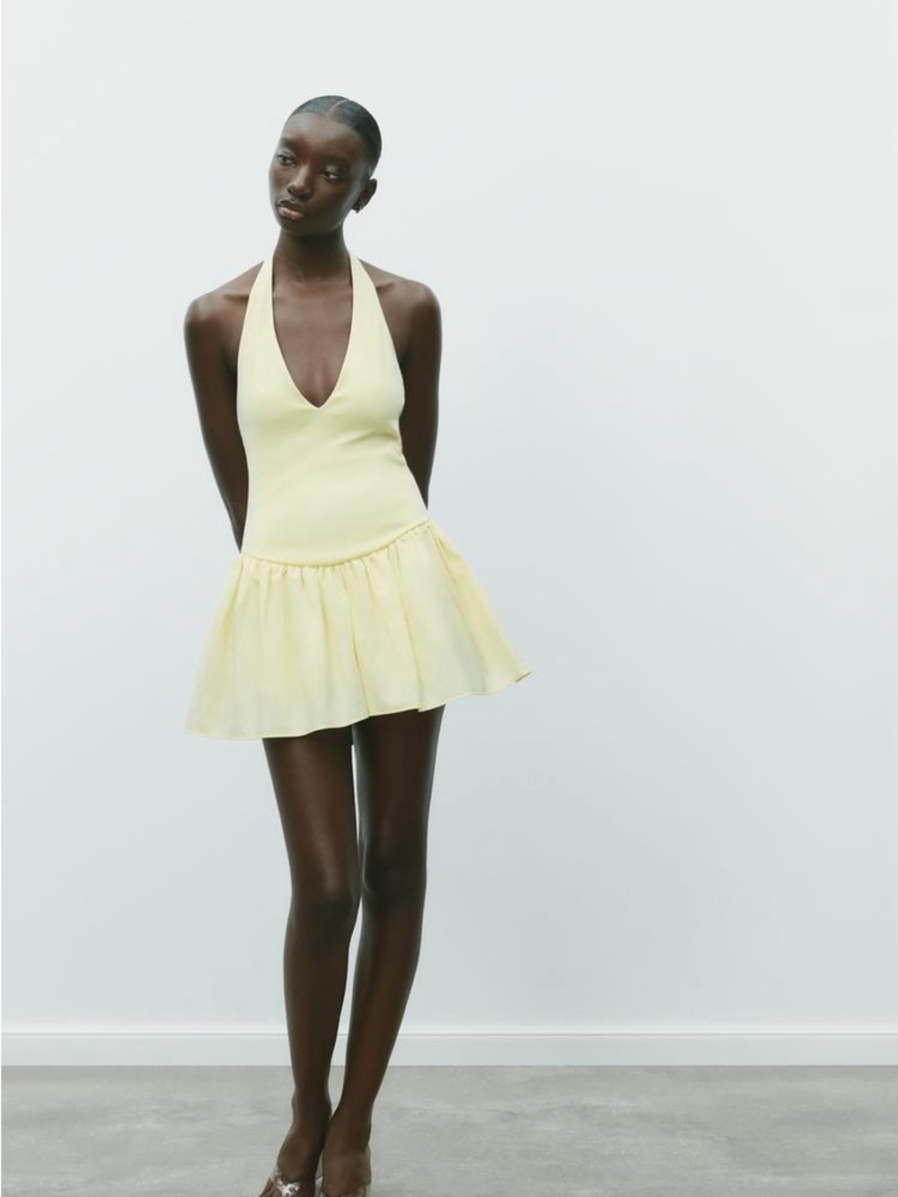 Zara Mini Halter Dress - Yellow - Small